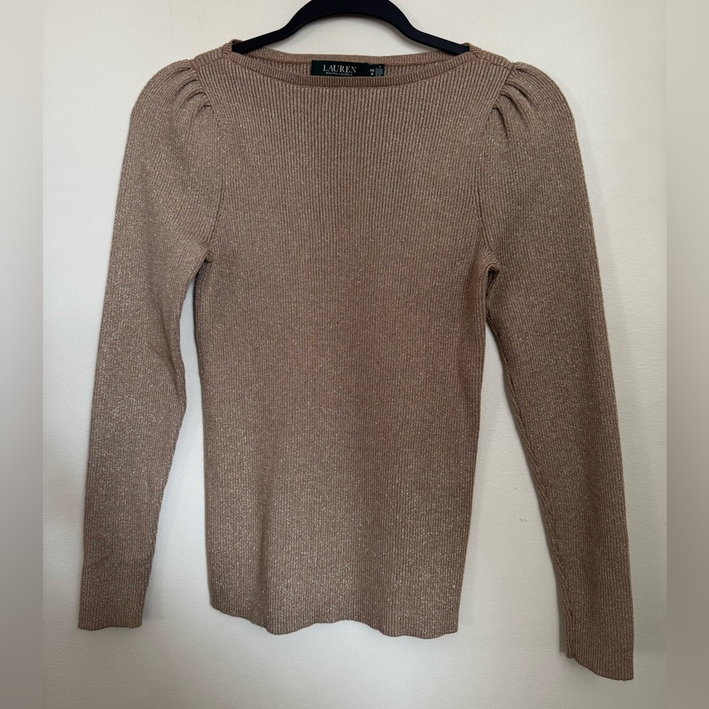 Ralph Lauren Brown / Gold Ribbed Knit Sweater